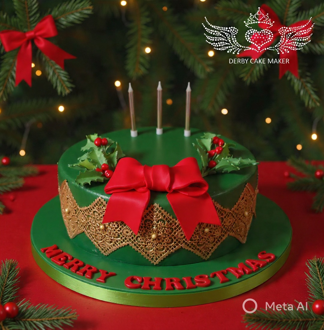 red and green christmas cake