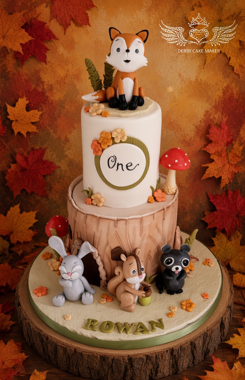 first birthday woodland cake